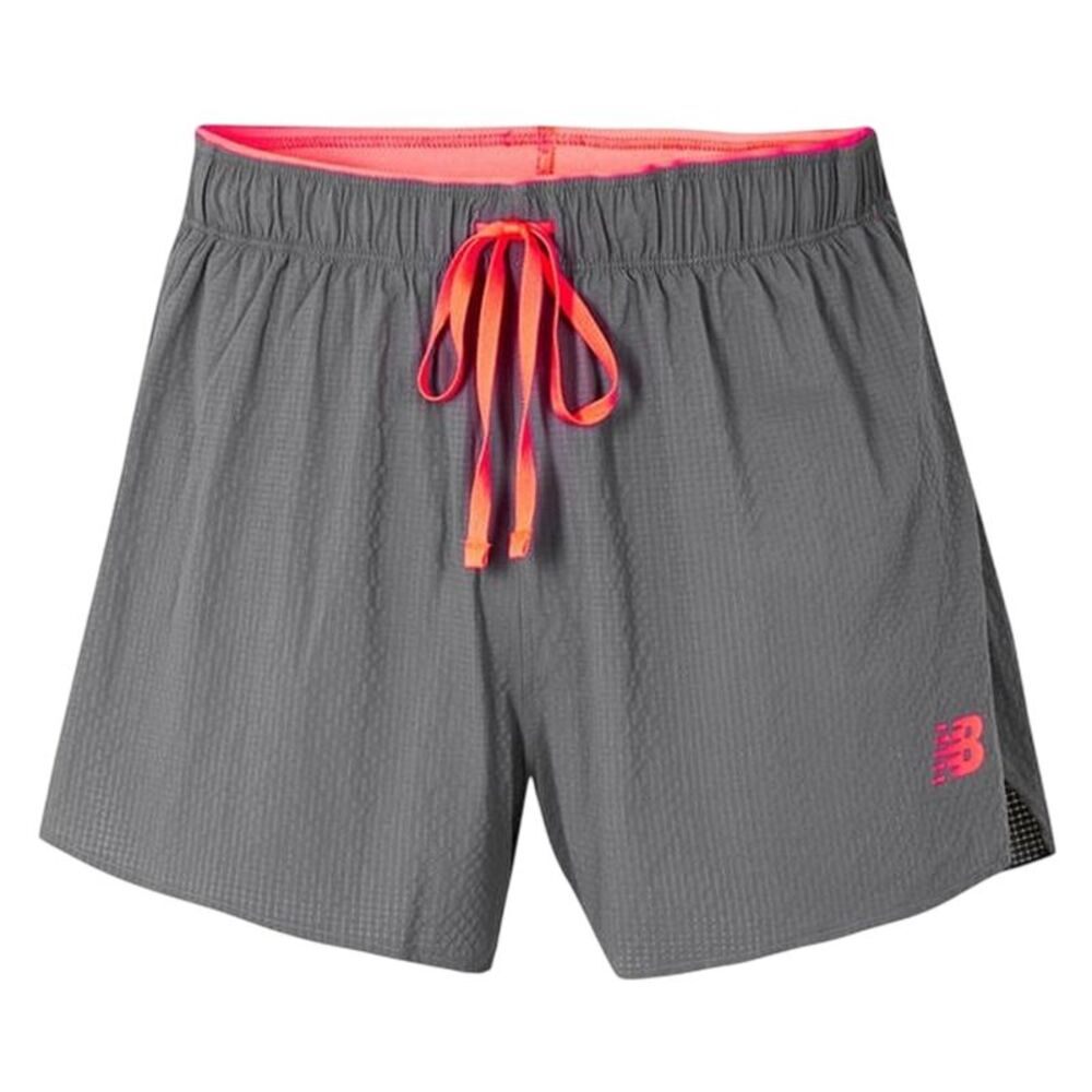 New Balance Mens Race Day Curved Hem Running Shorts / Gray/Red